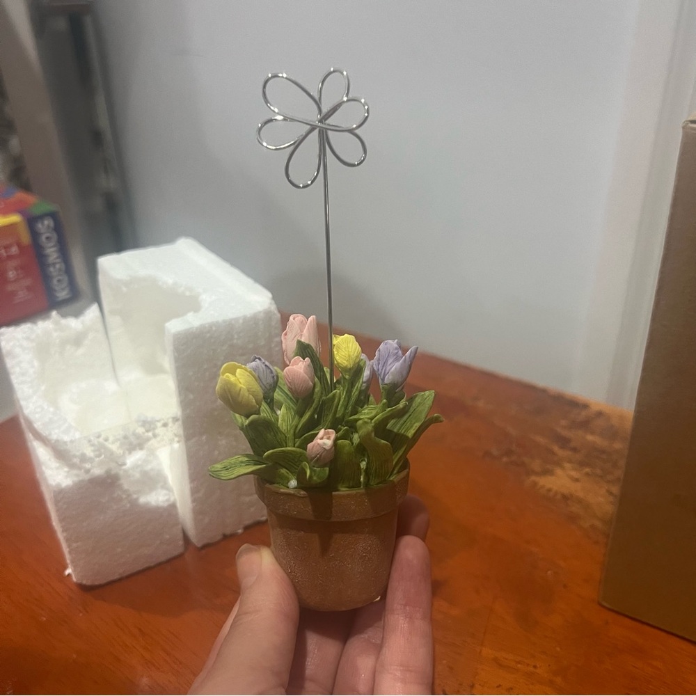 NEW- 2!- Russ Mini Flower Pot Photo Holder – New in Box Desk Decor Gifts